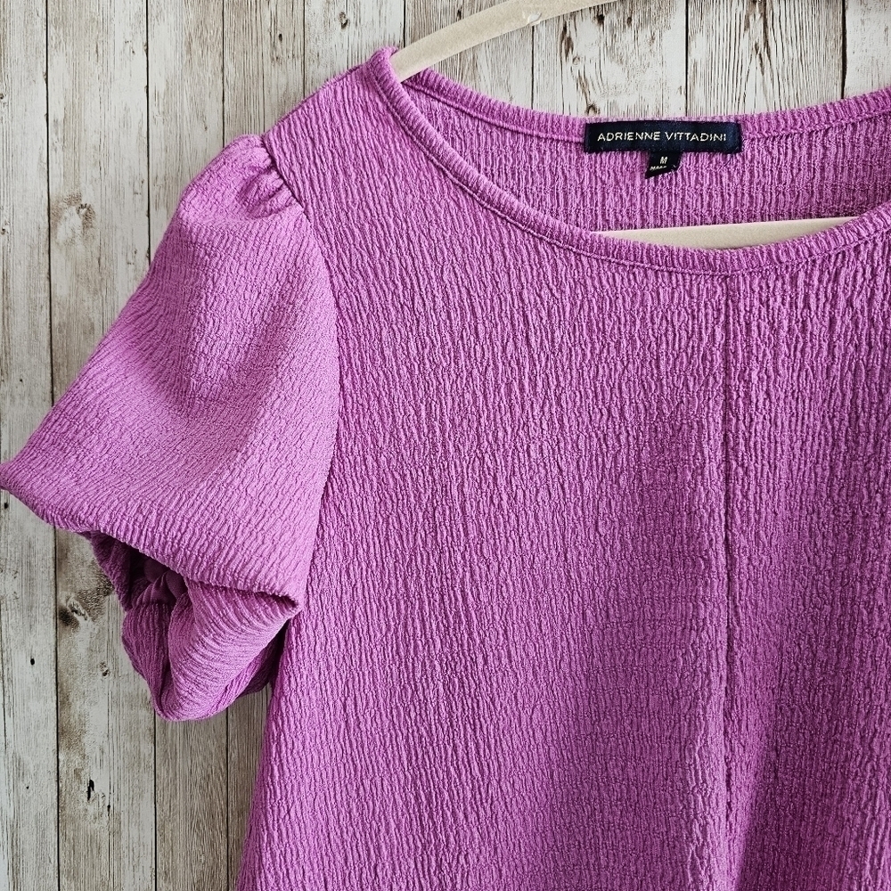 Women's Adrienne Vittadini Purple Textured Puff Sleeve Blouse Size M - Picture 4 of 8